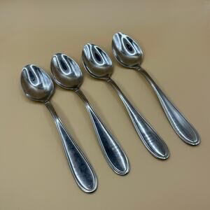 4 Place Oval Spoon Evanston Cambridge Silver Stainless 7 5/8"  Outlined Oval